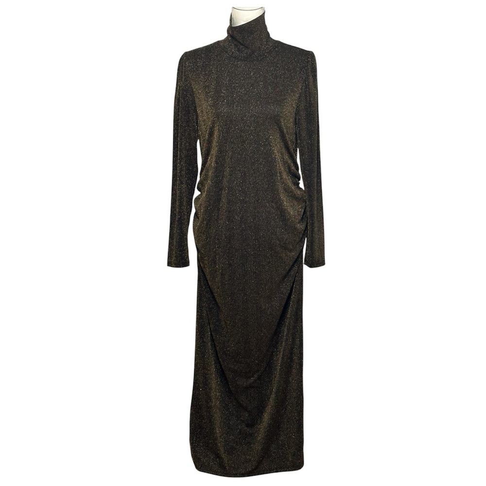 Motherhood Maternity Black/Gold Longsleeve Bodycon Maxi Dress NWOT